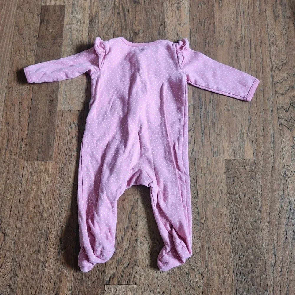 Carters Baby Girl Pink Heart Koala Ruffle Footed Sleeper Pajamas 6 Months 483